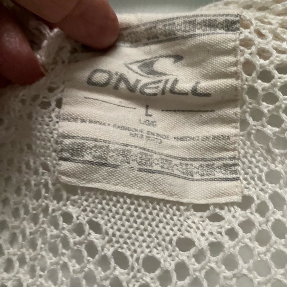 O’Neill Pool/beach coverup. Ecru lace long-flowy summer.Classy, handtied hem! Lg - Picture 6 of 7